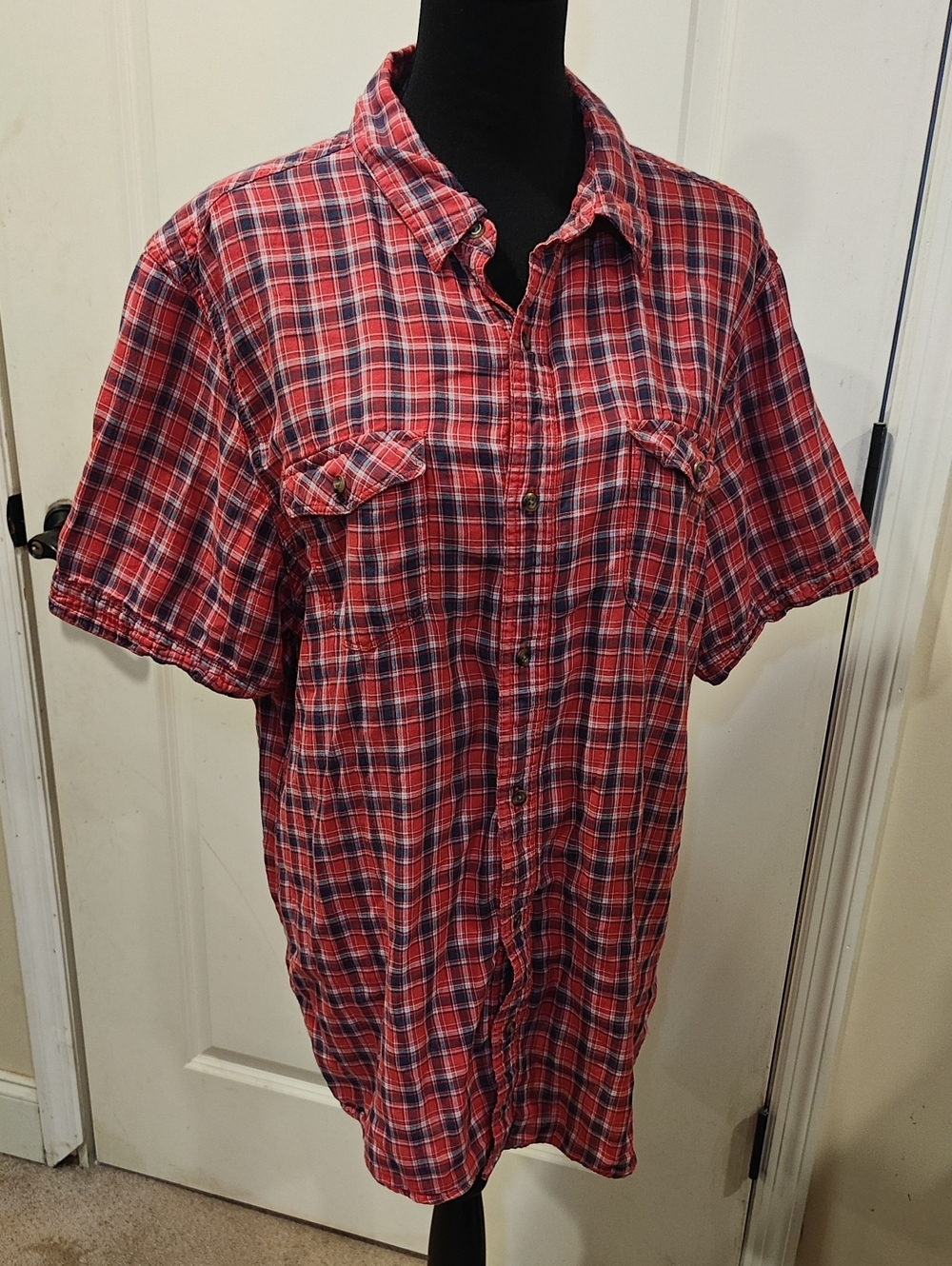 Timberland Red Plaid Short-Sleeve Button-Down Shirt